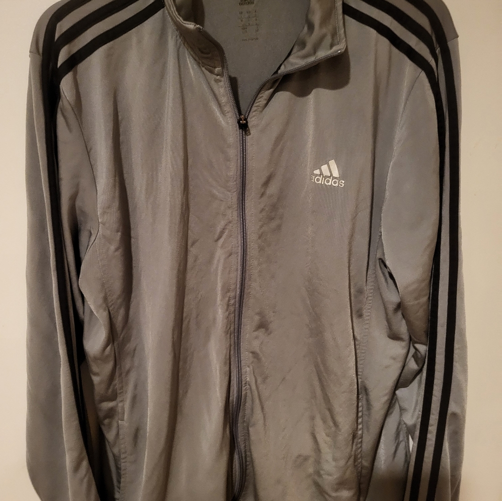 Adidas 3 Stripe Jacket Silver Men's Large Vintage